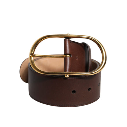 Dolce & Gabbana Brown Leather Classic Oval Buckle Belt