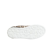 Adidași joși Dolce & Gabbana din piele maro cu imprimeu leopard