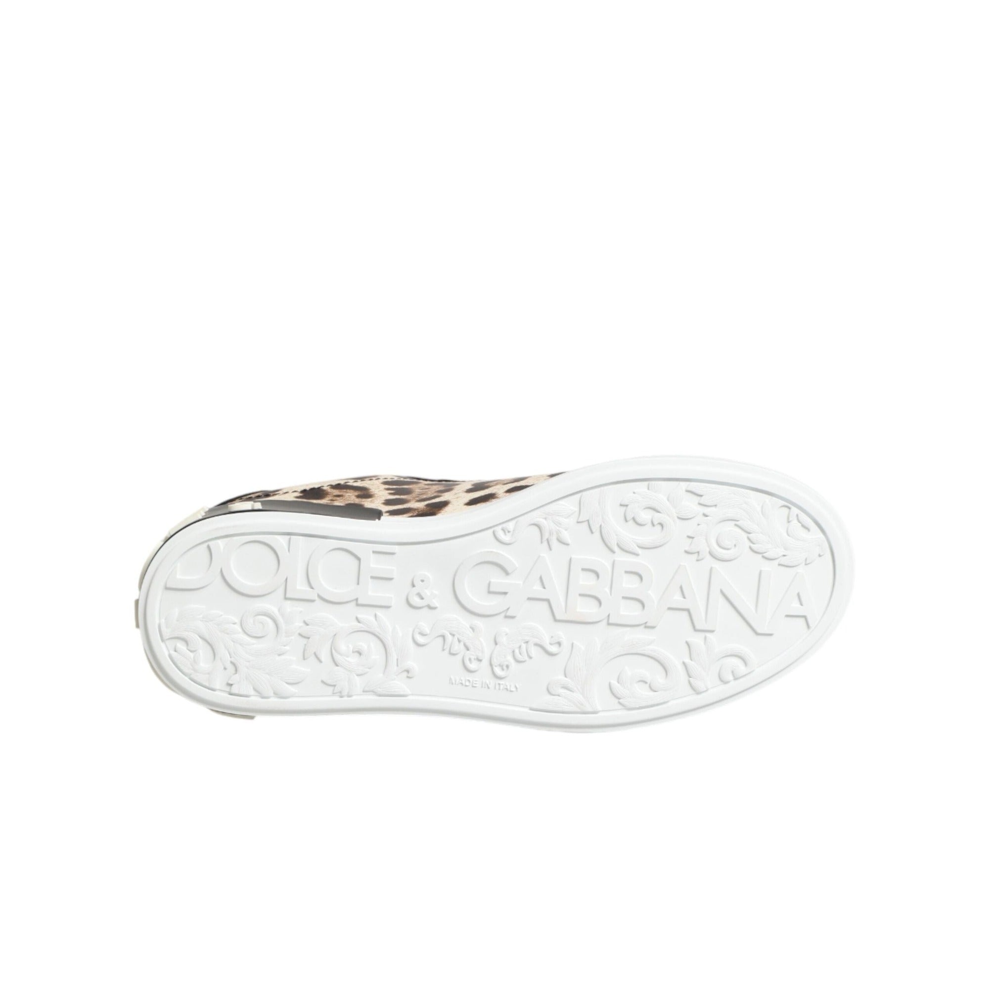 Adidași joși Dolce & Gabbana din piele maro cu imprimeu leopard