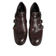 Dolce & Gabbana Brown Leather Monk Strap Derby Shoes