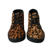 Dolce & Gabbana Brown Leopard Pony Hair Leather Sneakers