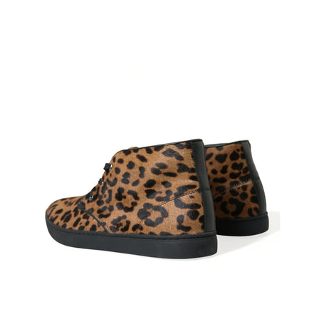 Dolce & Gabbana Brown Leopard Pony Hair Leather Sneakers