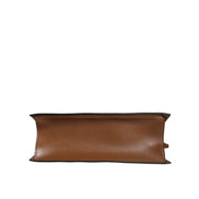 Versace Brown Top Handle Jacquard Leather Logo Crossbody Tote Bag