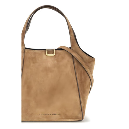 Brunello Cucinelli Geantă Bucket Bej din Piele Întoarsă