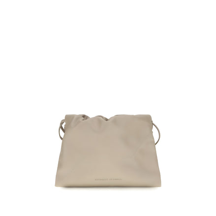Brunello Cucinelli Beige Calf Leather Shoulder Bag