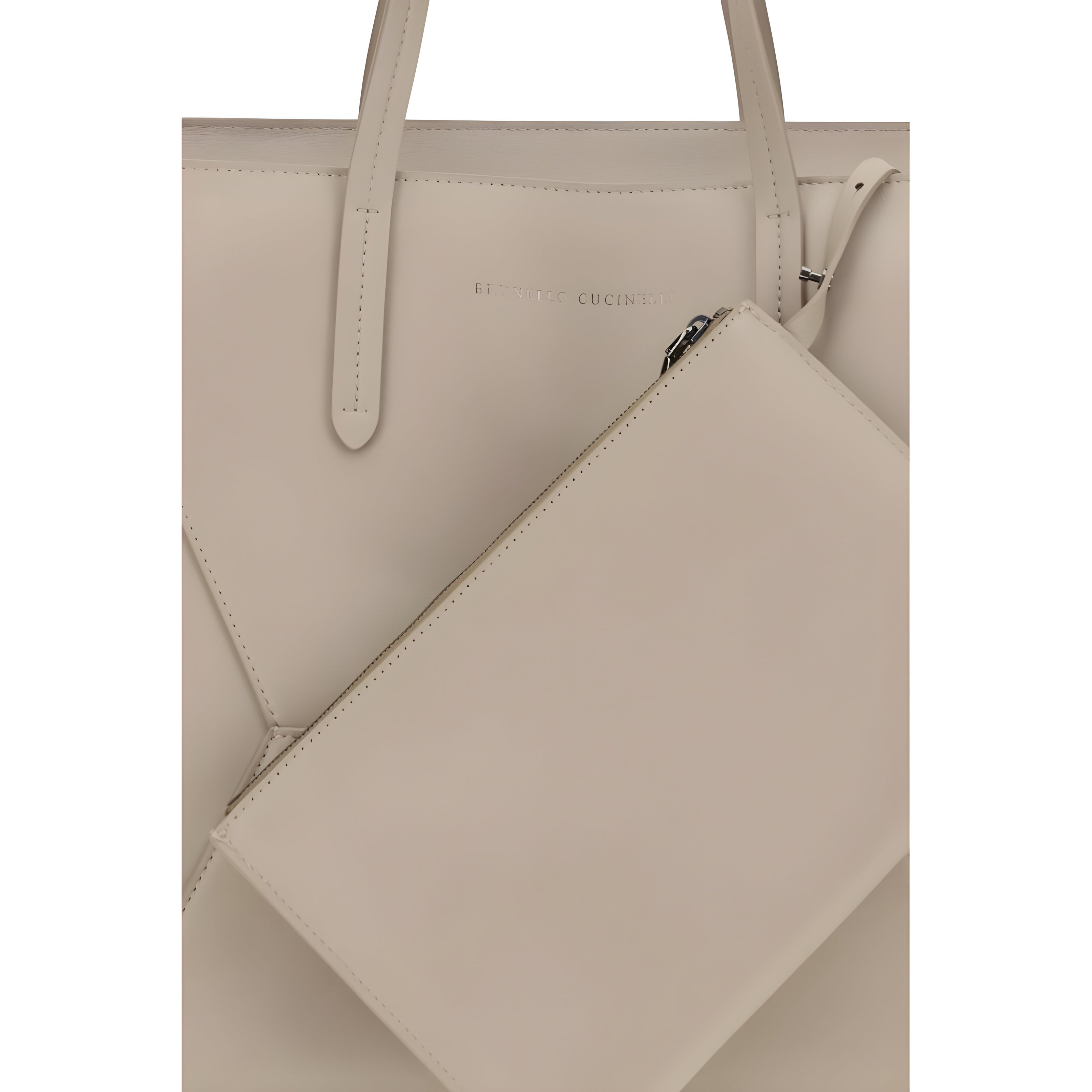 Brunello Cucinelli Beige Calf Leather Shoulder Bag