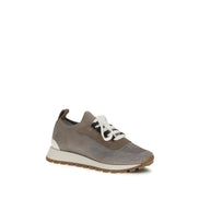Adidași Brunello Cucinelli bej din bumbac, cu talpă groasă