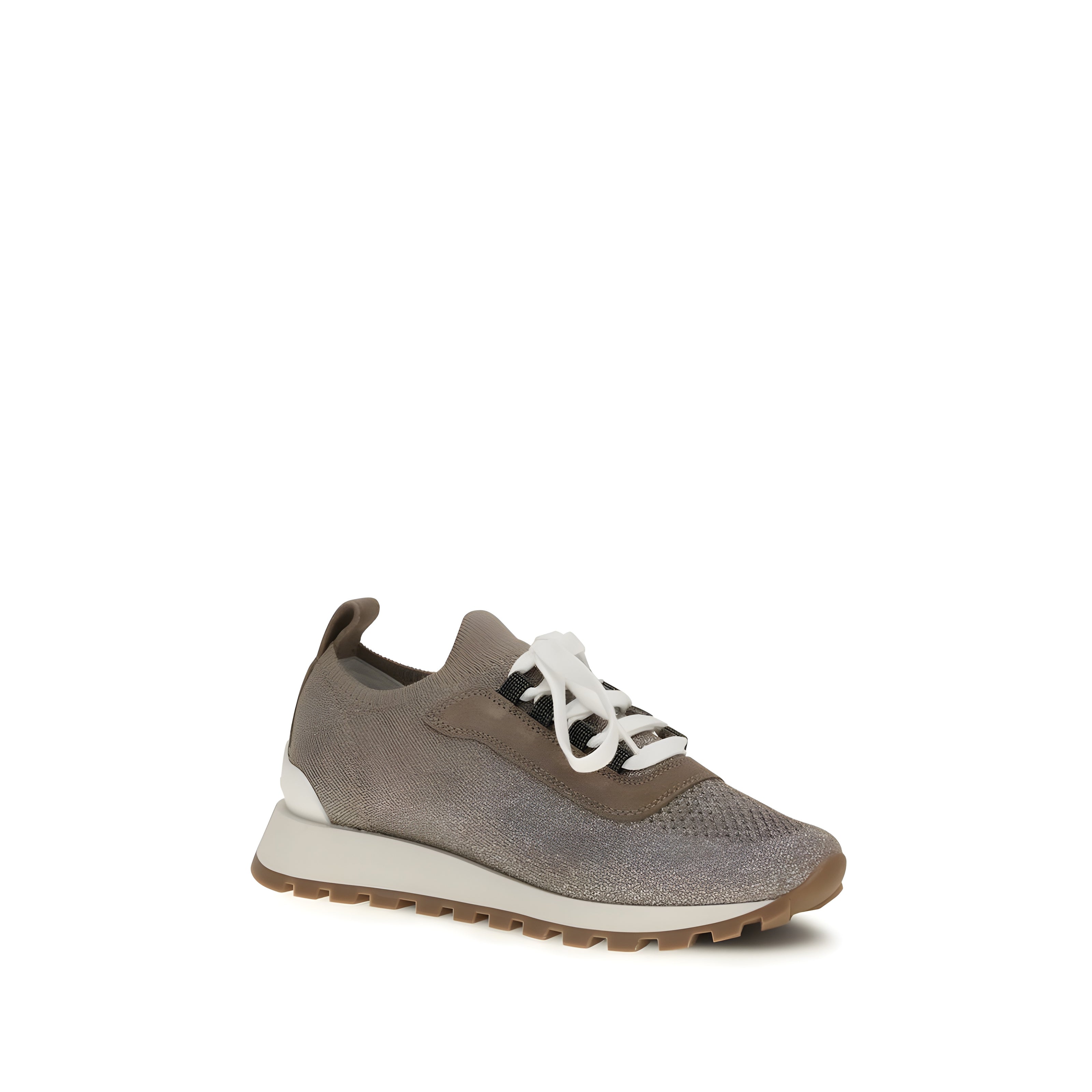 Adidași Brunello Cucinelli bej din bumbac, cu talpă groasă