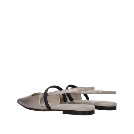 Brunello Cucinelli Beige Leather Ballet Flats