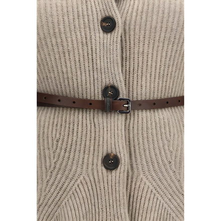 Brunello Cucinelli Cardigan Bej din Lână