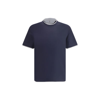 Tricou Brunello Cucinelli albastru, din bumbac