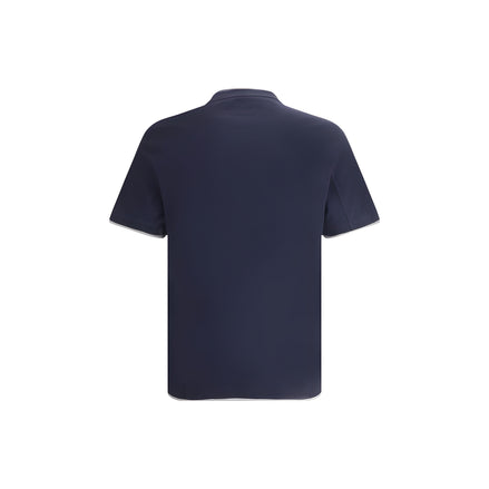 Tricou Brunello Cucinelli albastru, din bumbac