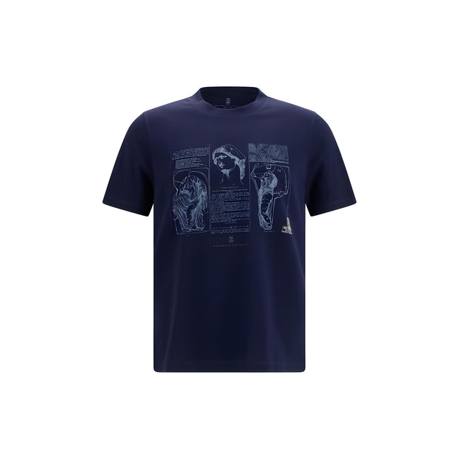 Brunello Cucinelli Blue Cotton T-Shirt