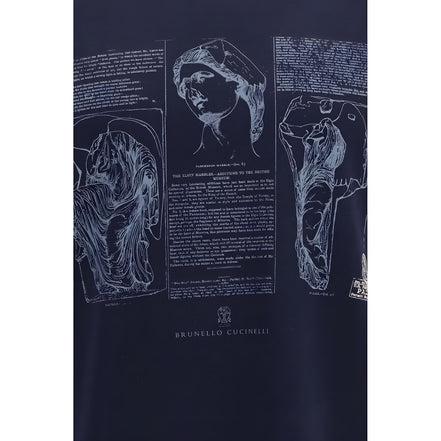 Brunello Cucinelli Blue Cotton T-Shirt