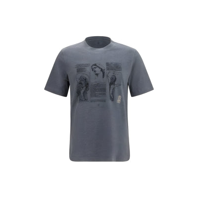 Tricou Brunello Cucinelli albastru din bumbac