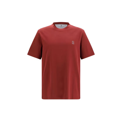 Tricou Brunello Cucinelli Bordeaux din bumbac
