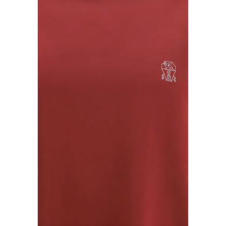 Tricou Brunello Cucinelli Bordeaux din bumbac