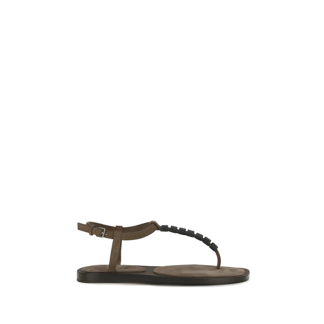 Brunello Cucinelli Brown Flat Sandals