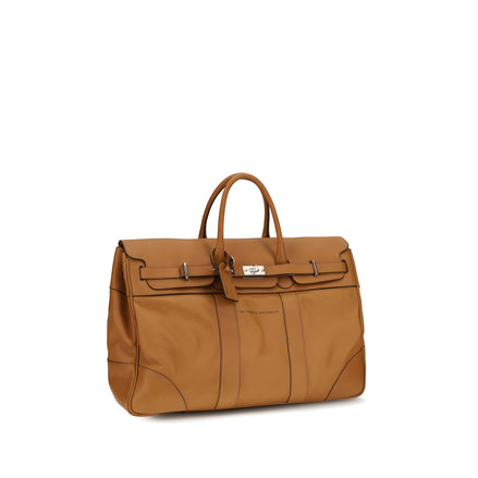 Brunello Cucinelli Brown Leather Travel Bag