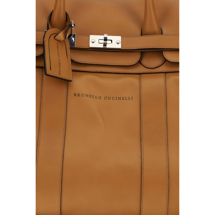Brunello Cucinelli Brown Leather Travel Bag
