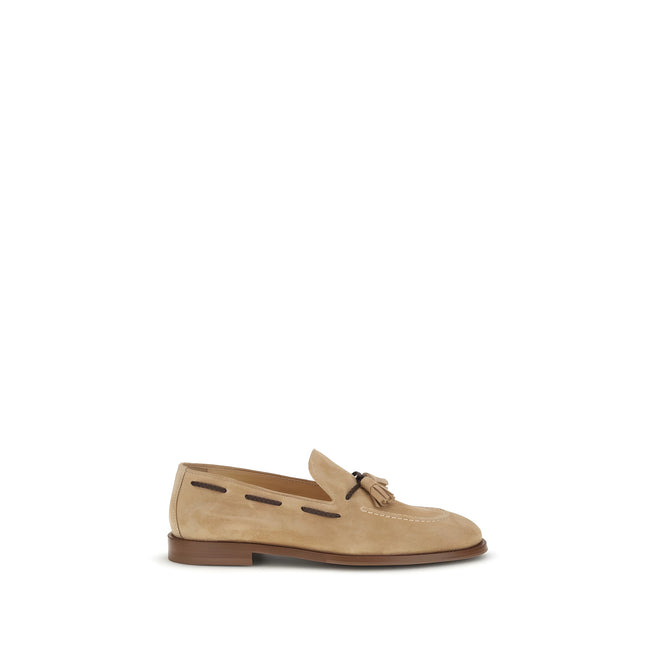 Brunello Cucinelli Brown Calf Leather  Slip-On Loafers