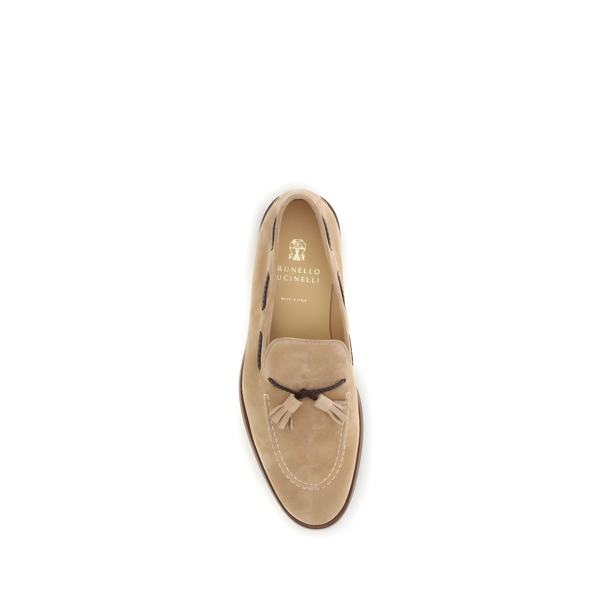 Brunello Cucinelli Brown Calf Leather  Slip-On Loafers
