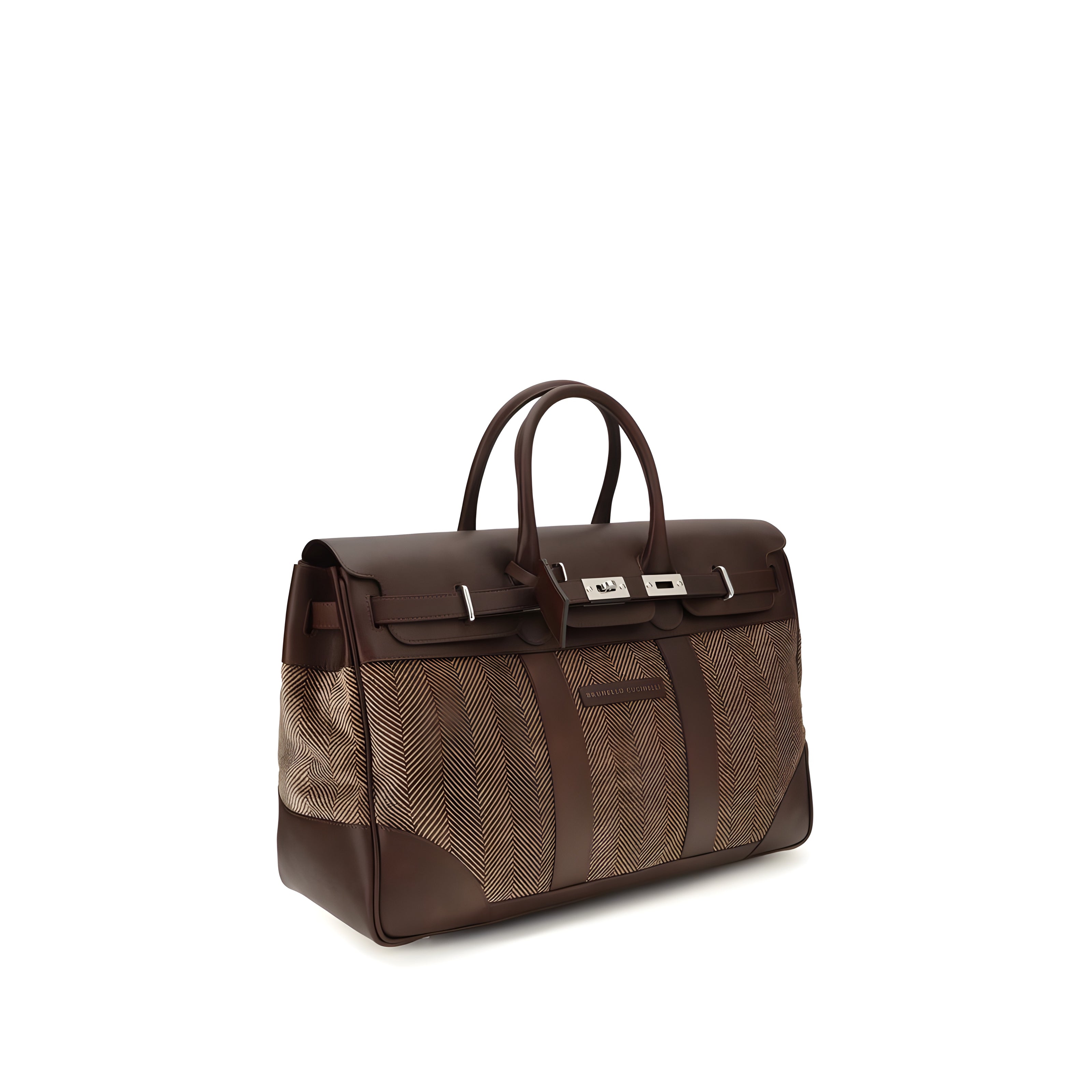 Brunello Cucinelli Geantă de voiaj și accesorii din piele de vițel maro