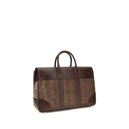 Brunello Cucinelli Geantă de voiaj și accesorii din piele de vițel maro