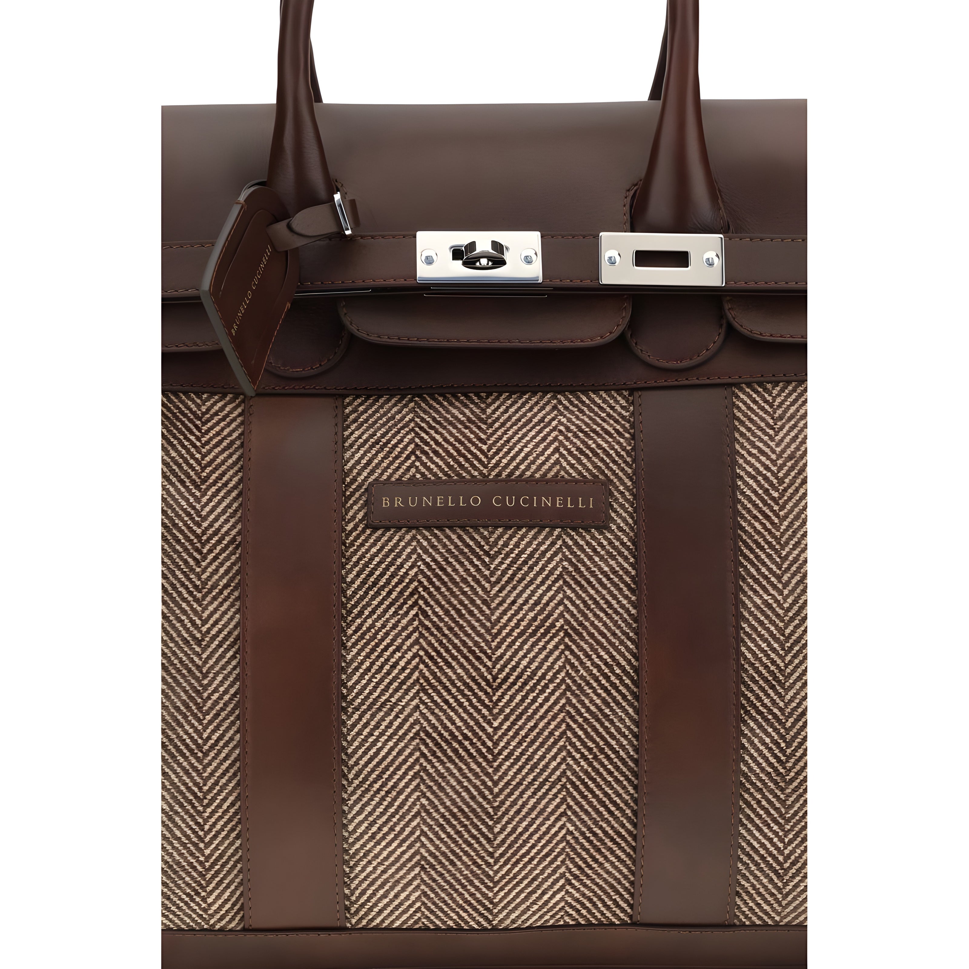 Brunello Cucinelli Geantă de voiaj și accesorii din piele de vițel maro