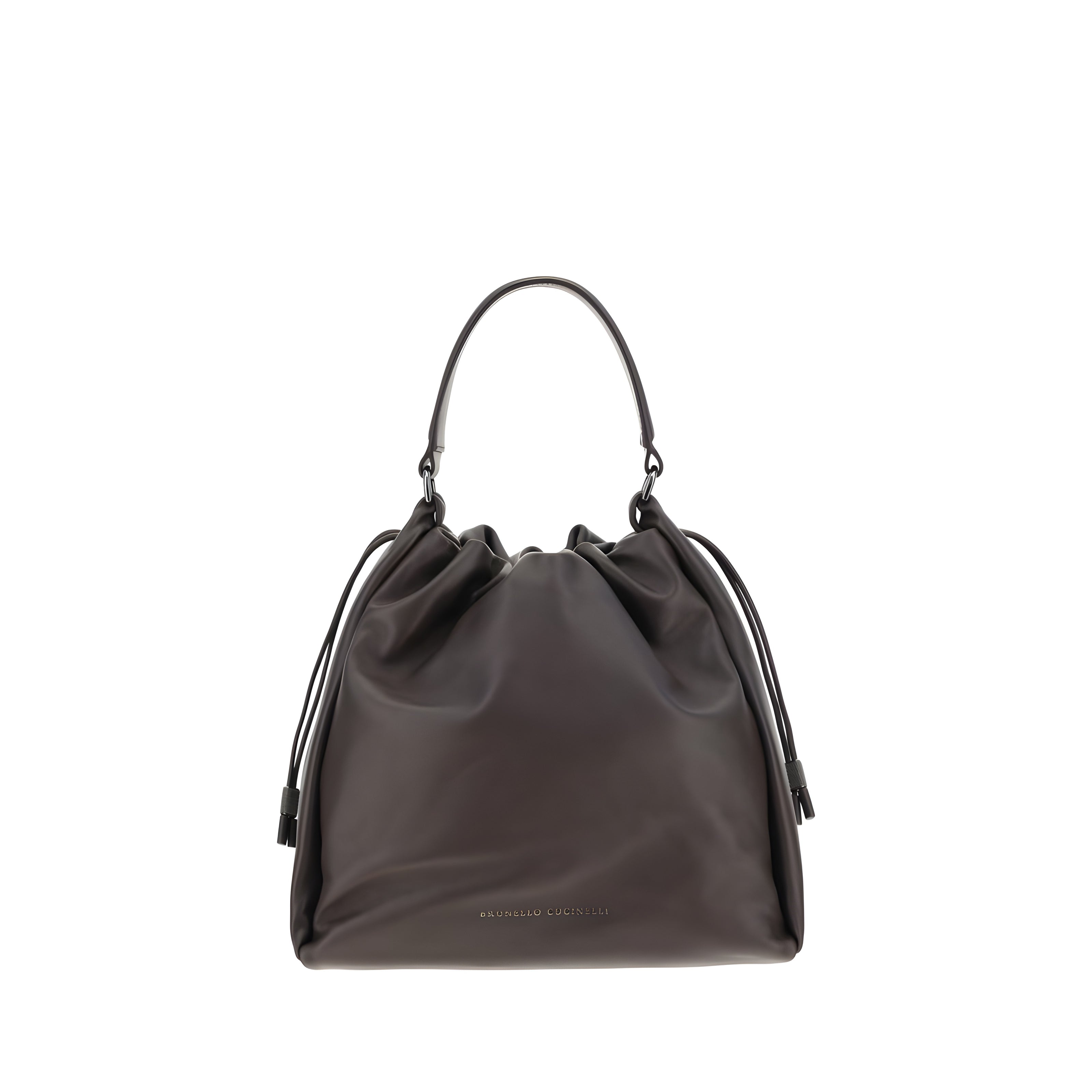 Brunello Cucinelli Brown Calf Leather Shoulder Bag