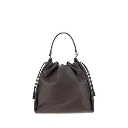 Brunello Cucinelli Brown Calf Leather Shoulder Bag