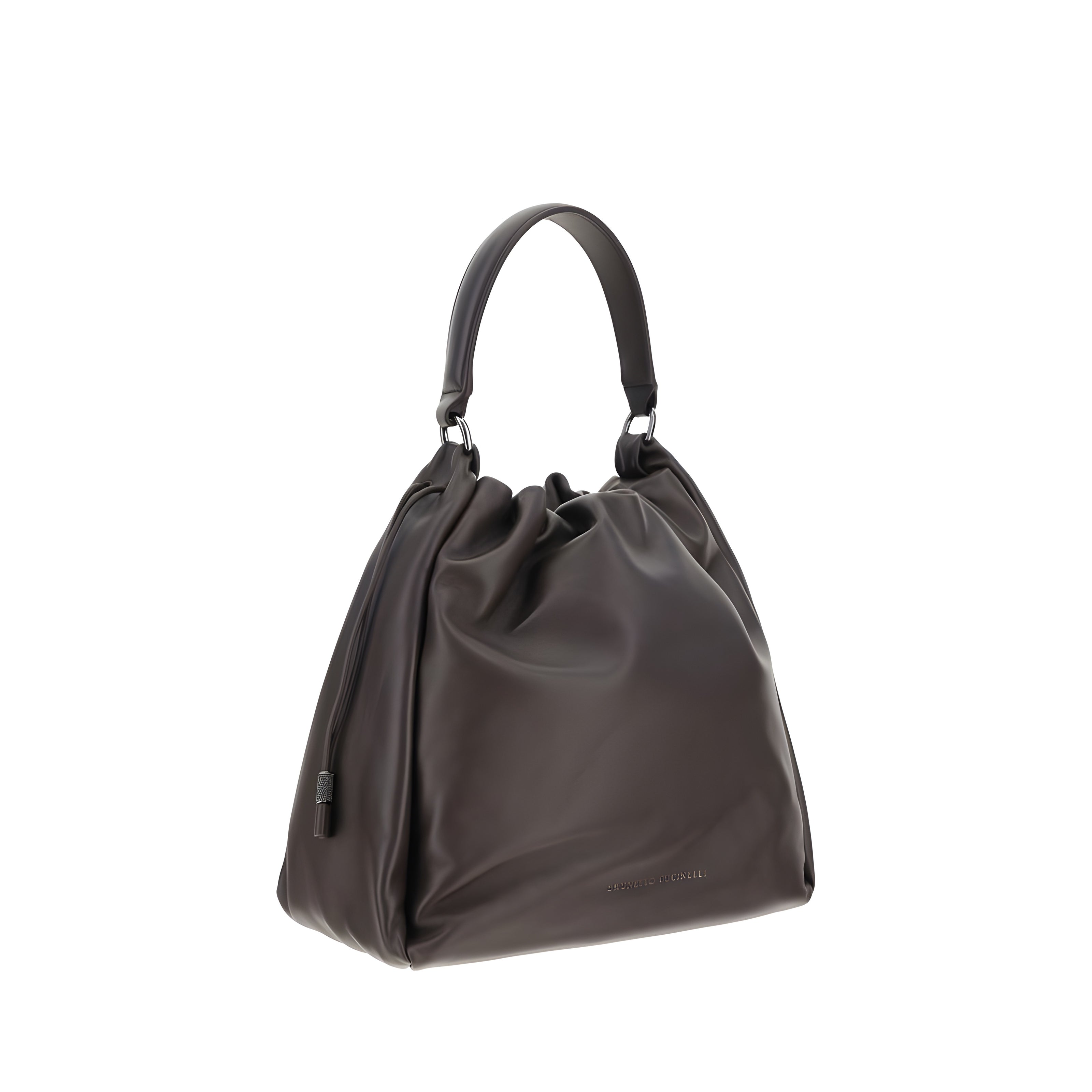 Brunello Cucinelli Brown Calf Leather Shoulder Bag