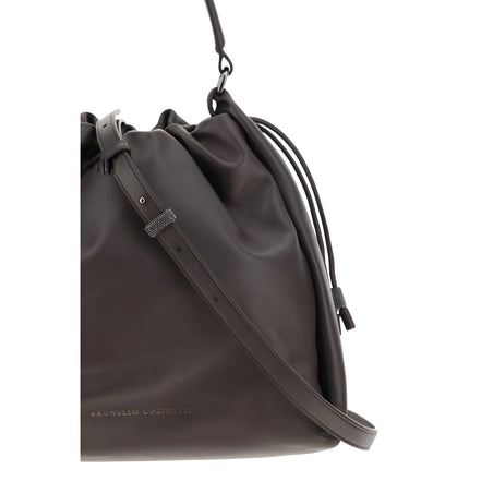 Brunello Cucinelli Brown Calf Leather Shoulder Bag