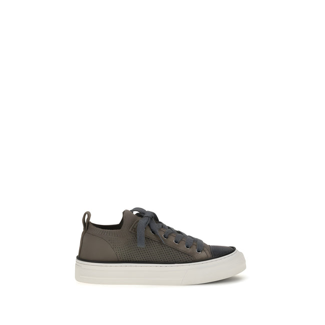 Sneakers Brunello Cucinelli maro din bumbac