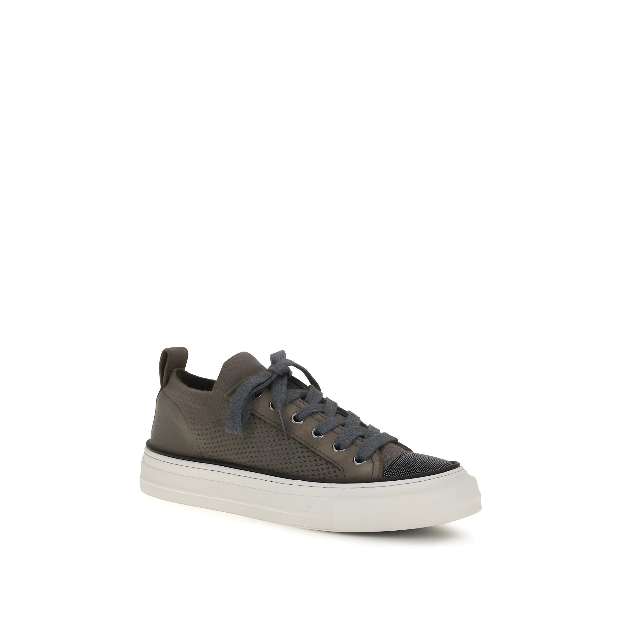 Sneakers Brunello Cucinelli maro din bumbac