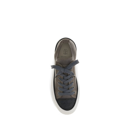 Sneakers Brunello Cucinelli maro din bumbac