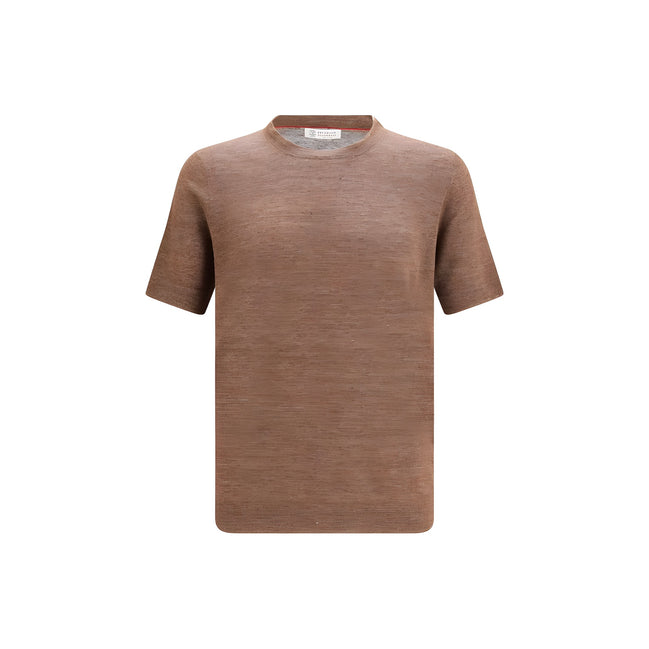 Brunello Cucinelli Brown Linen T-Shirt