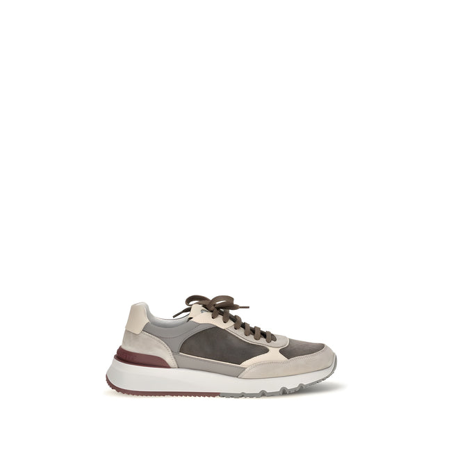 Sneakers chunky Brunello Cucinelli gri din piele