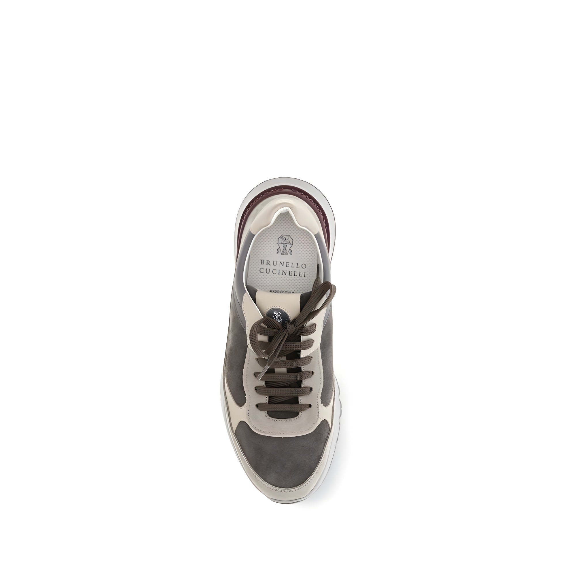 Sneakers chunky Brunello Cucinelli gri din piele