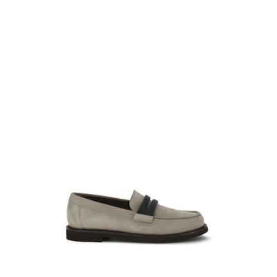 Brunello Cucinelli Grey Slip-On Loafers