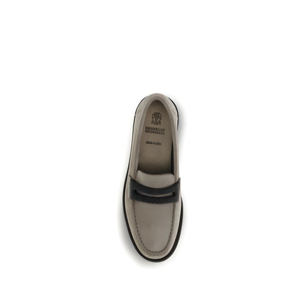 Brunello Cucinelli Grey Slip-On Loafers