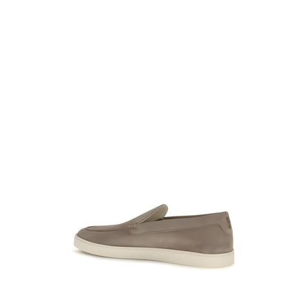 Brunello Cucinelli Gray Calf Leather Slip-On Loafers
