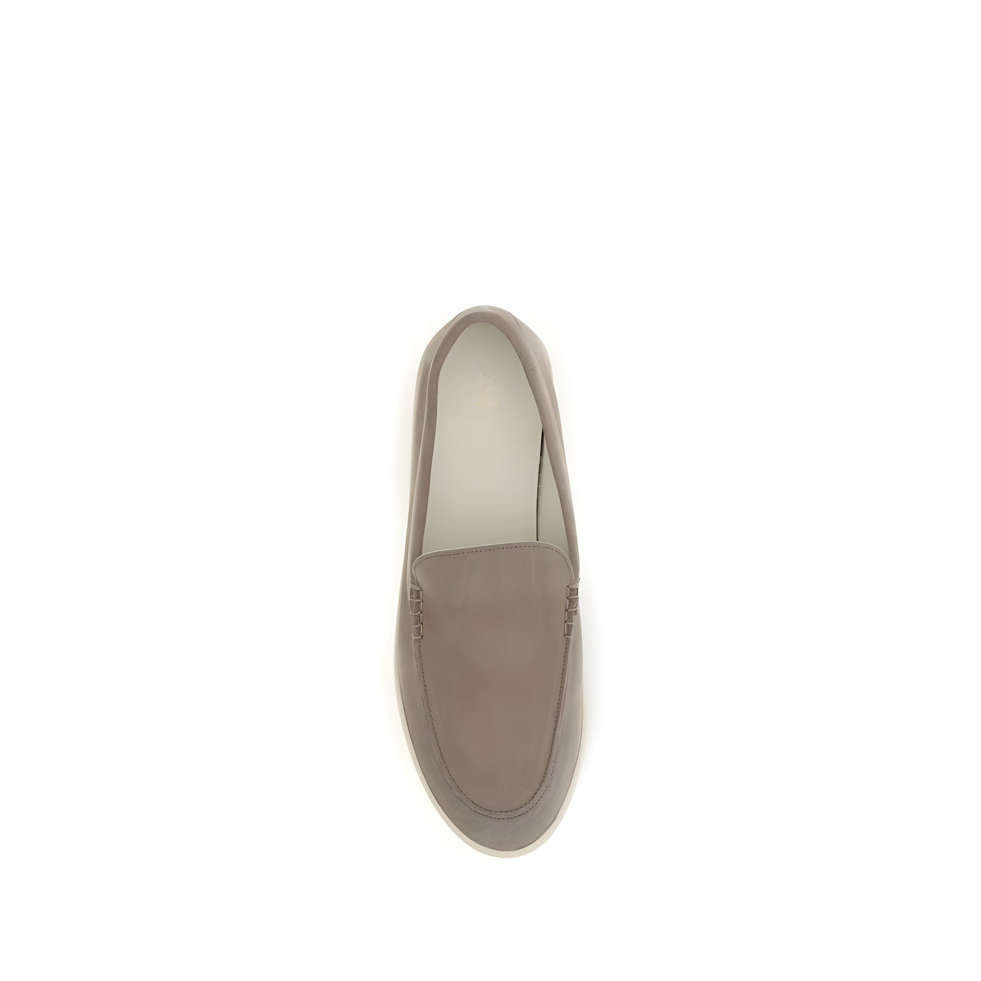 Brunello Cucinelli Gray Calf Leather Slip-On Loafers