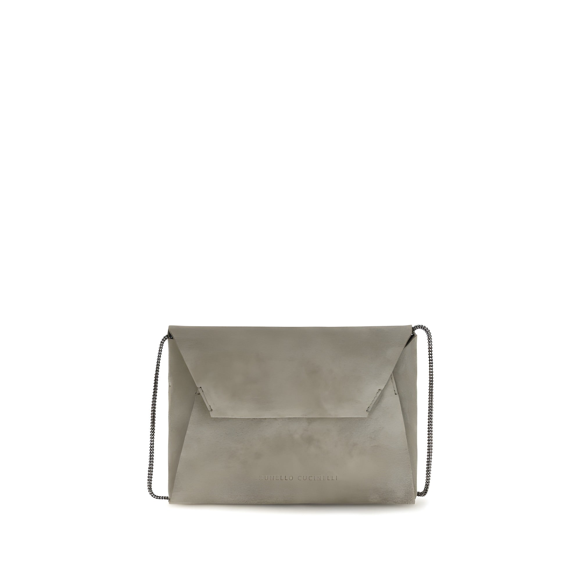 Brunello Cucinelli Gray Calf Leather Shoulder Bag