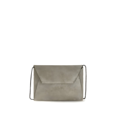 Brunello Cucinelli Gray Calf Leather Shoulder Bag