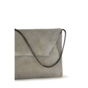 Brunello Cucinelli Gray Calf Leather Shoulder Bag