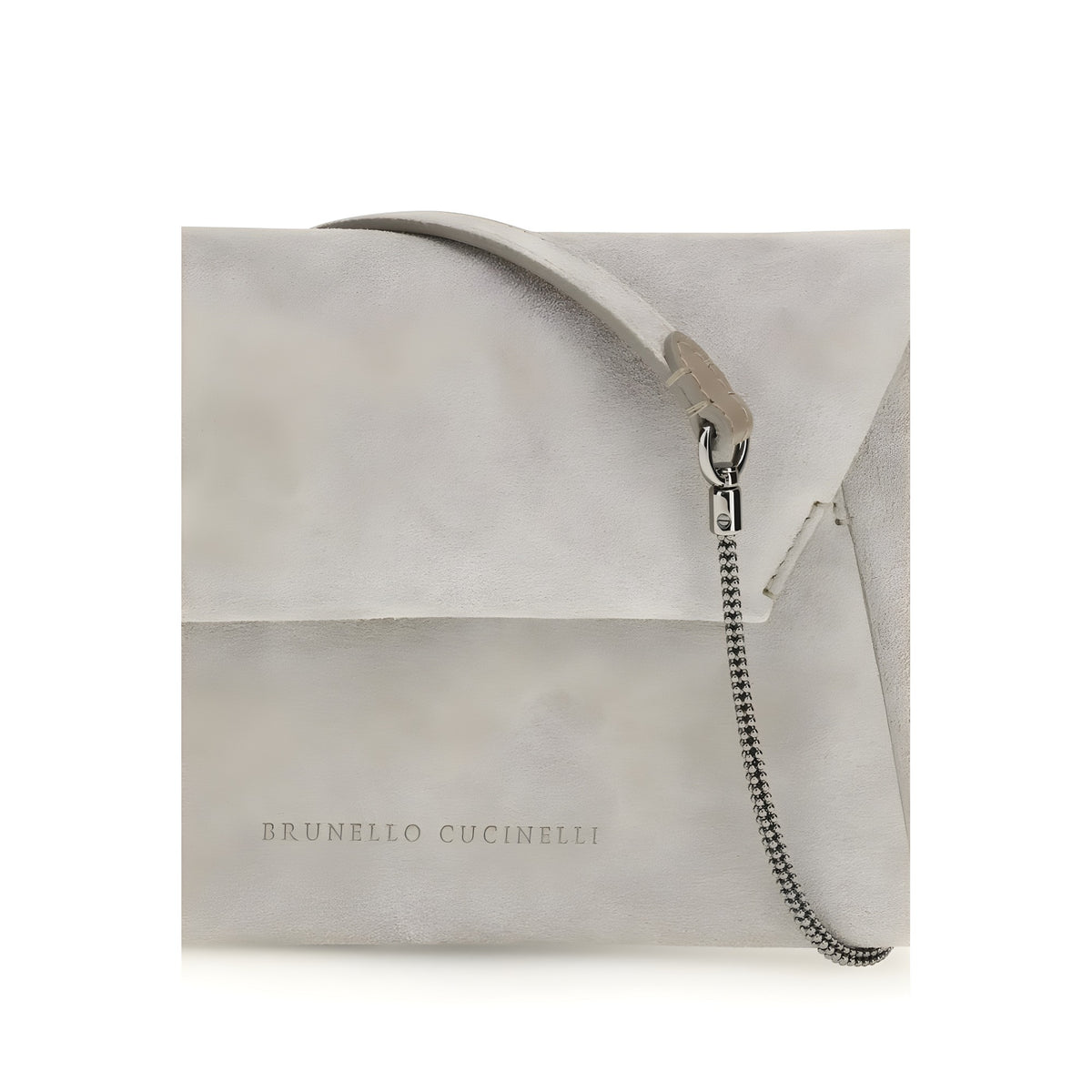 Brunello Cucinelli Geantă de Umăr Gri din Piele de Vițel
