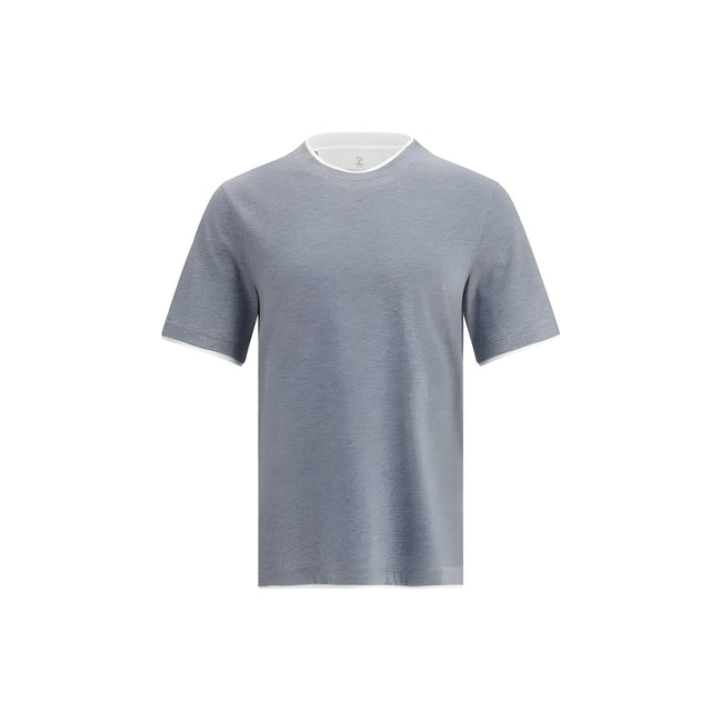 Tricou Brunello Cucinelli gri din bumbac