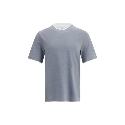 Tricou Brunello Cucinelli gri din bumbac