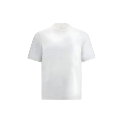 Tricou din bumbac gri Brunello Cucinelli